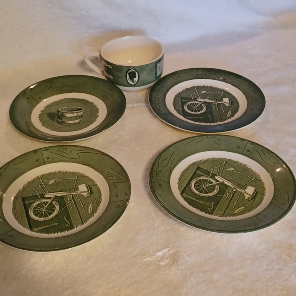 Colonial Homestead by royal saucers, berry bowl,  cup